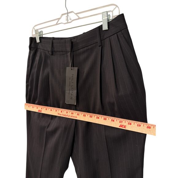Nili Lotan 8 Virgin Wool $575 Pinstripe Montana Dress Pants Pleated Cropped NWT - Picture 5 of 11